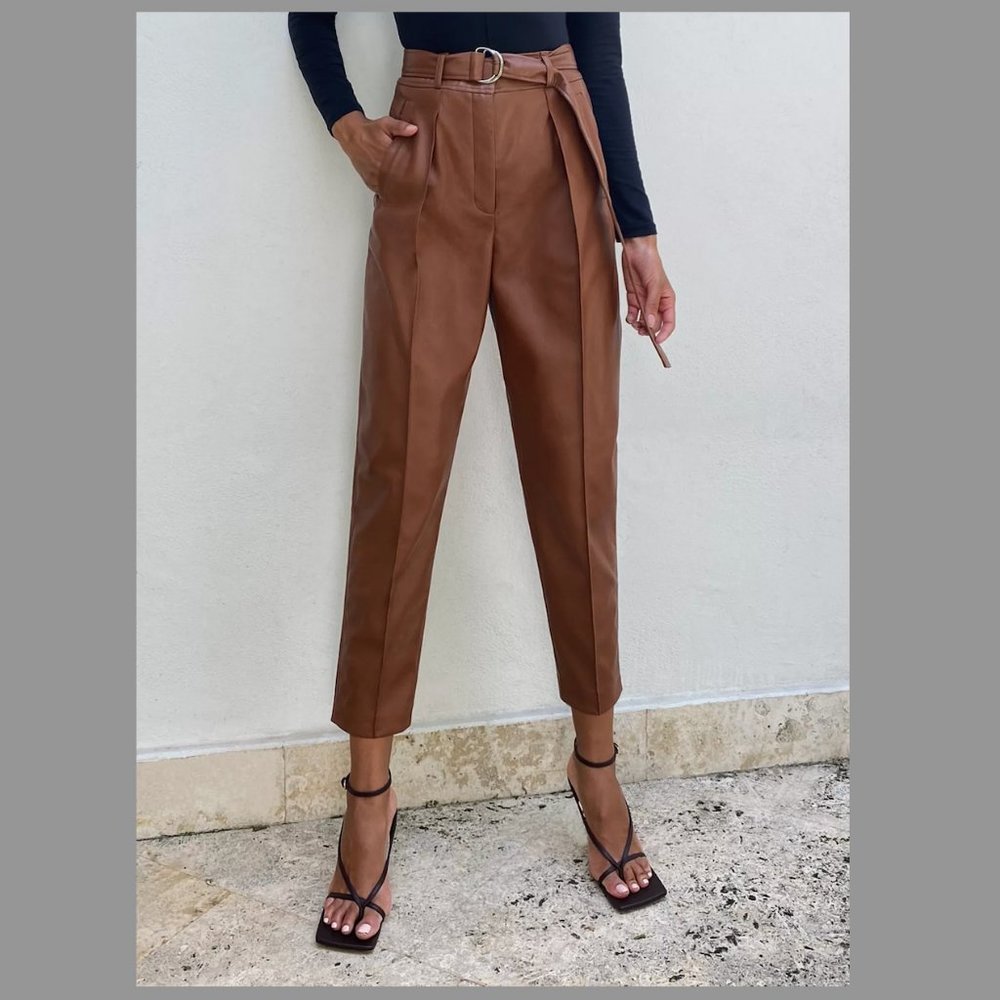 Babaton vegan leather trouser pant